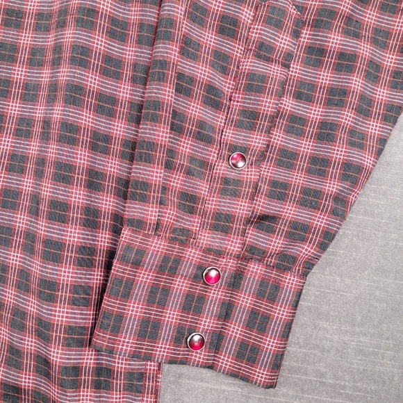 Crazy Horse Plaid Western Shirt Long Sleeve Snap Button Front Mens Size XL - Picture 10 of 12